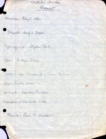 Chittenden family origins